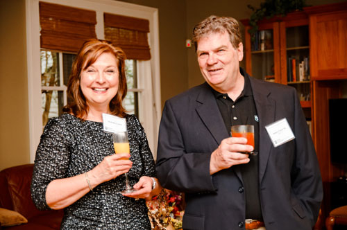 A jazz brunch was held at Dean Ira Solomon’s home on Sunday, April 29, to recognize members of the Aldrich Society. Dean Solomon shared his vision for Freeman, and Prof. Peter Ricchiuti gave an update on the Burkenroad Reports program. Pictured above, Melinda and James Carter (MBA ’74),