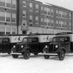 The company's fleet of delivery trucks, circa 1935.