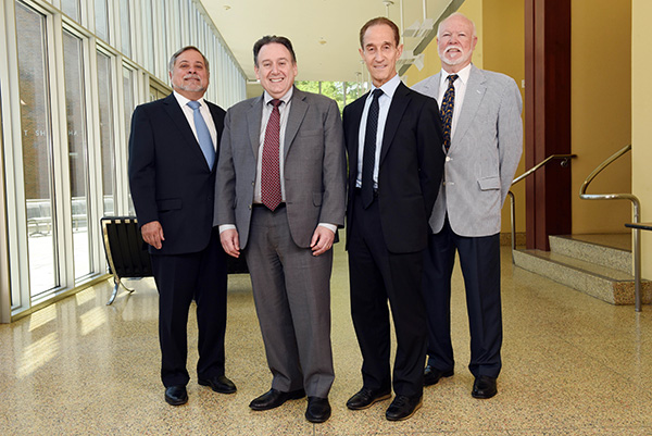 Dean Solomon with former Freeman School Deans Angelo DeNisi, Meyer Feldberg and James McFarland