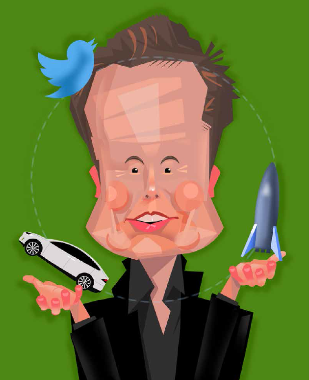 Illustration of Elon Musk